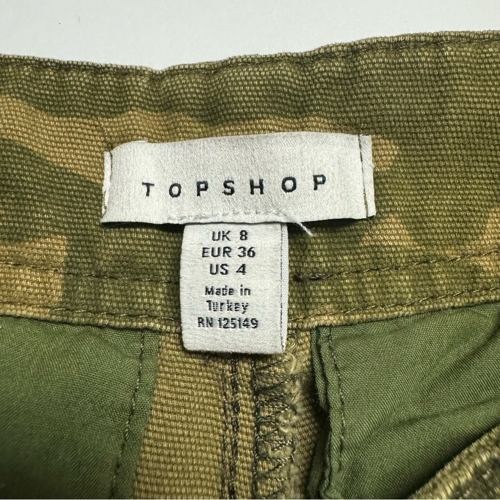 Topshop Green Camo Capri Cargo Pants Adjustable Cuffs Relaxed Fit Size: 4 - Picture 4 of 6